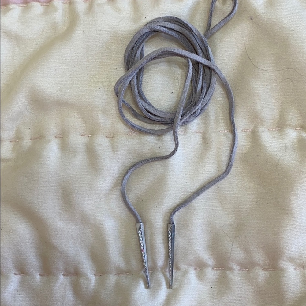 Kendra Scott Grey Suede with Silver Tip Lariat